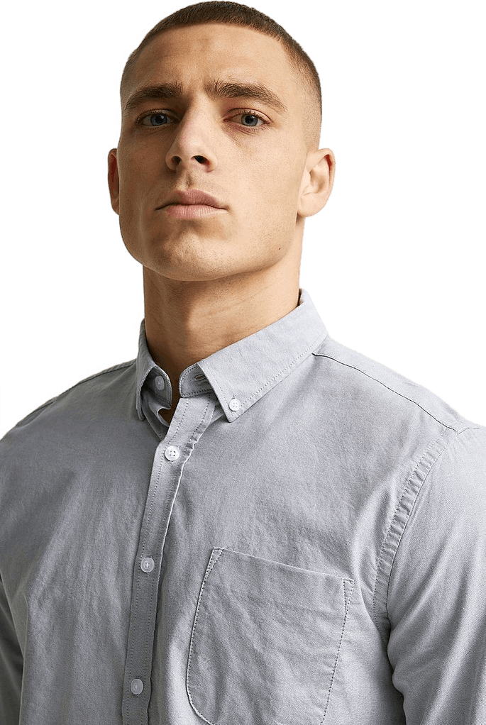 Melker Oxford Shirt Grey, Male, Odzież, Koszule, koszule, Szary, XL