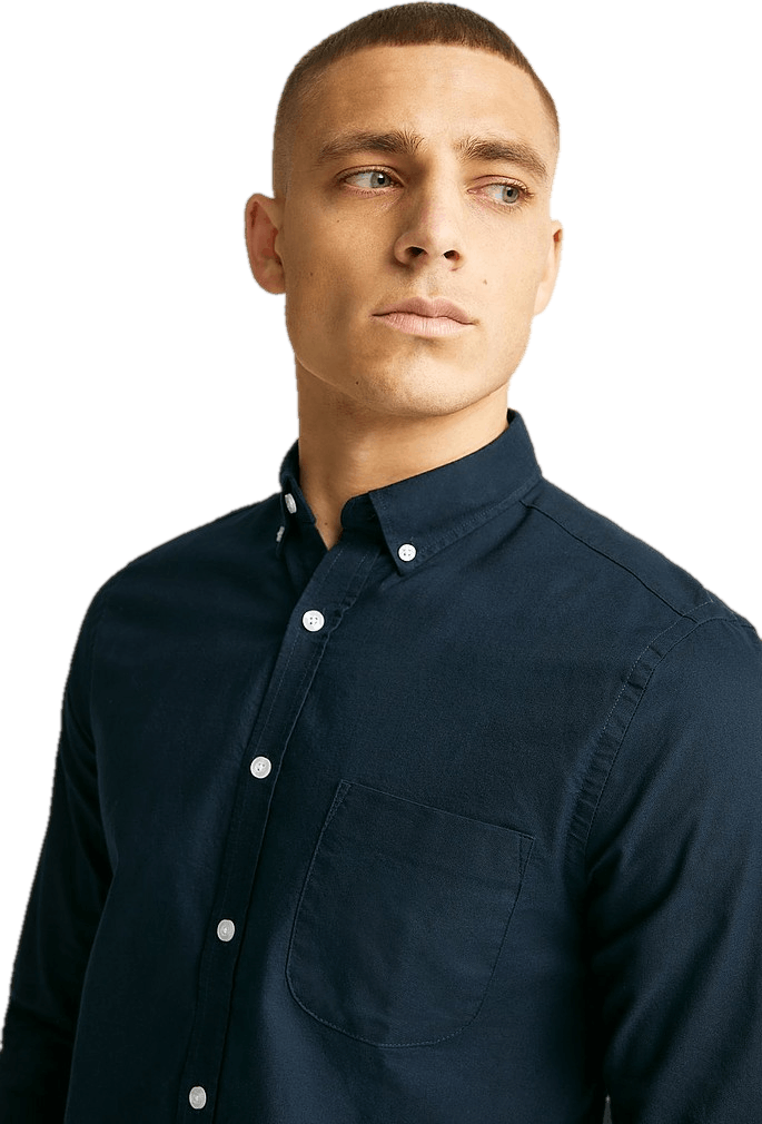 Melker Oxford Shirt Navy, Male, Odzież, Koszule, koszule, Niebieski, XXL