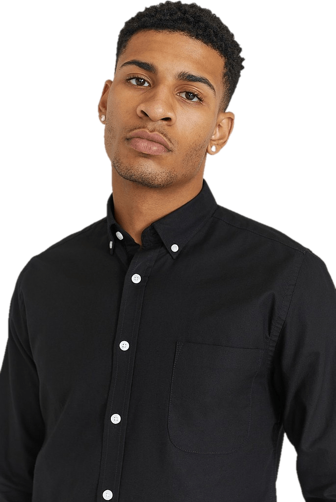 Melker Oxford Shirt Black, Male, Odzież, Koszule, koszule, Czarny, XL