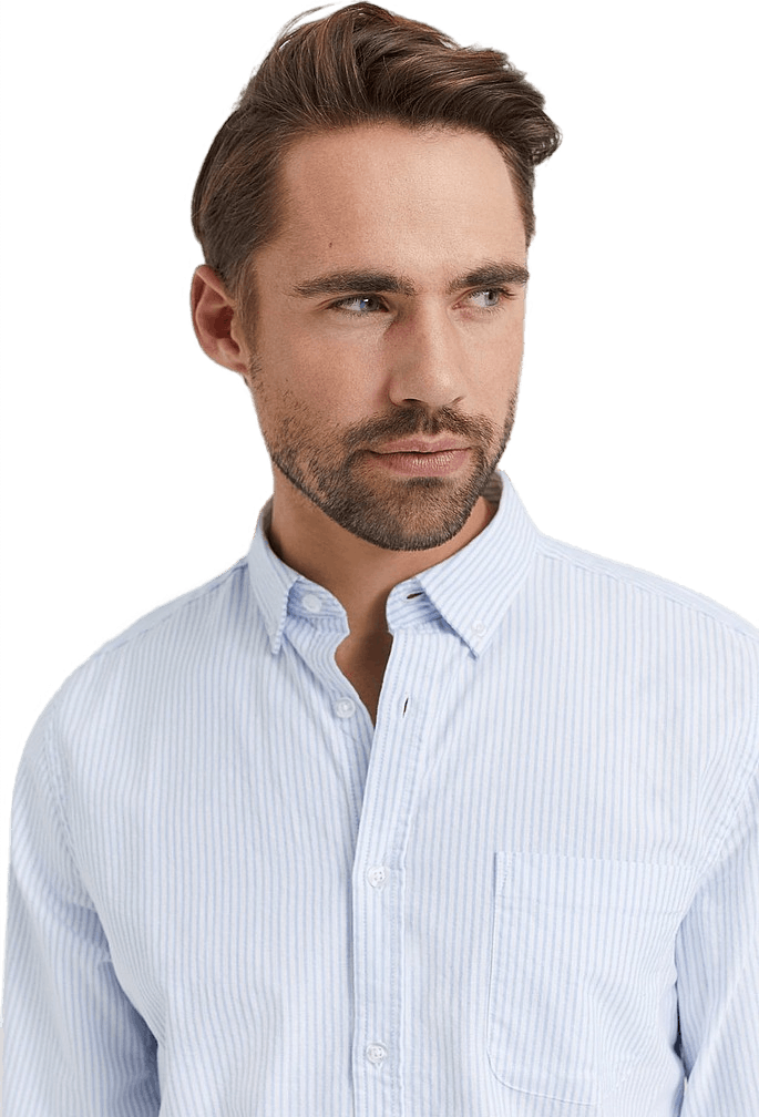 Melker Oxford Shirt Stiped Light Blue, Male, Odzież, Koszule, koszule, Niebieski, S
