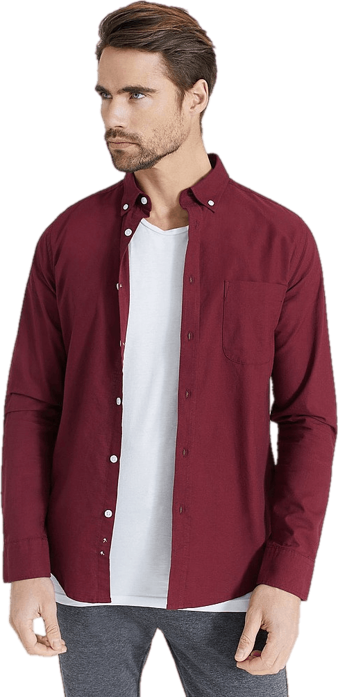 Melker Oxford Shirt Wine Red, Male, Odzież, Koszule, koszule, Czerwony, XXL