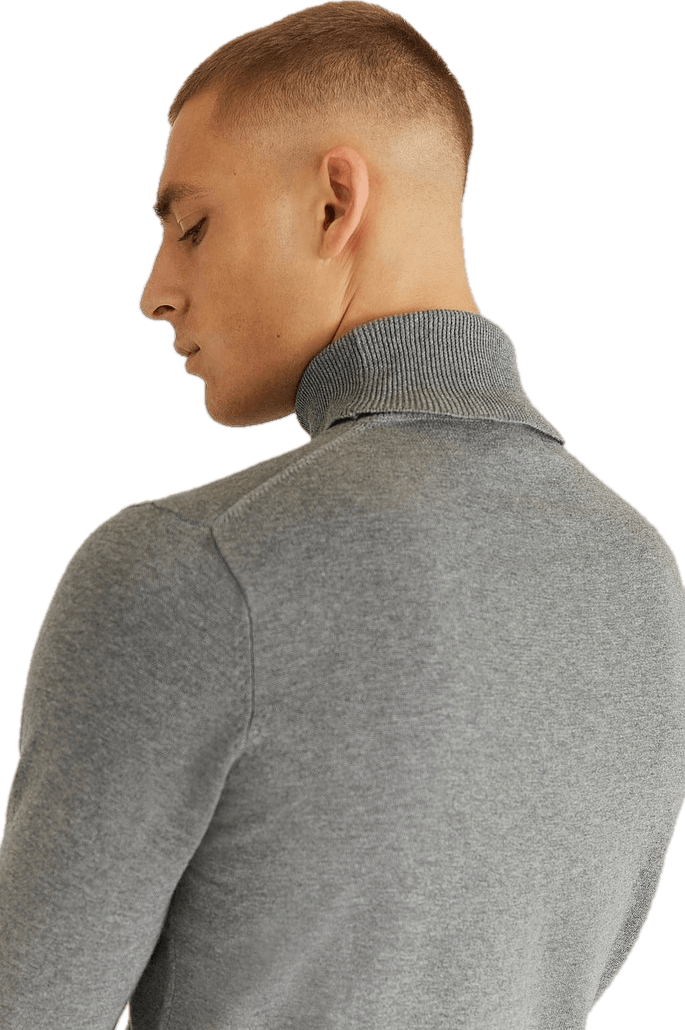 Craven Roll Neck Mid Greymelange, Male, Odevy, Tops, pulóvre, Šedá, S