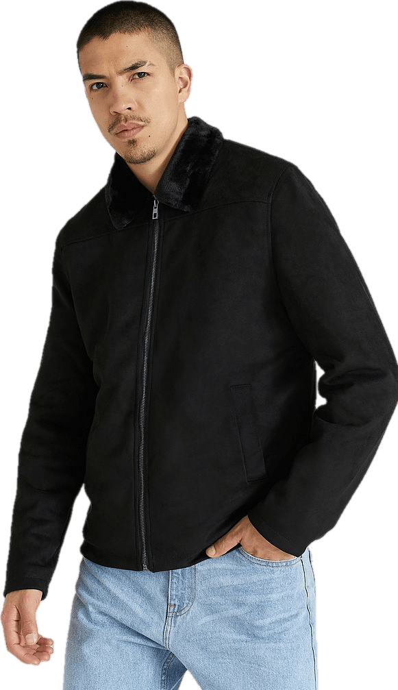 Teddy Fake Suede Jacket Black