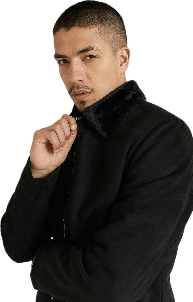 Teddy Fake Suede Jacket Black - Bild 3