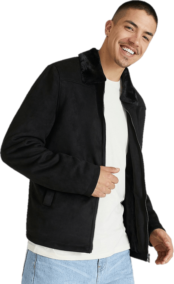 Teddy Fake Suede Jacket Black - Bild 6
