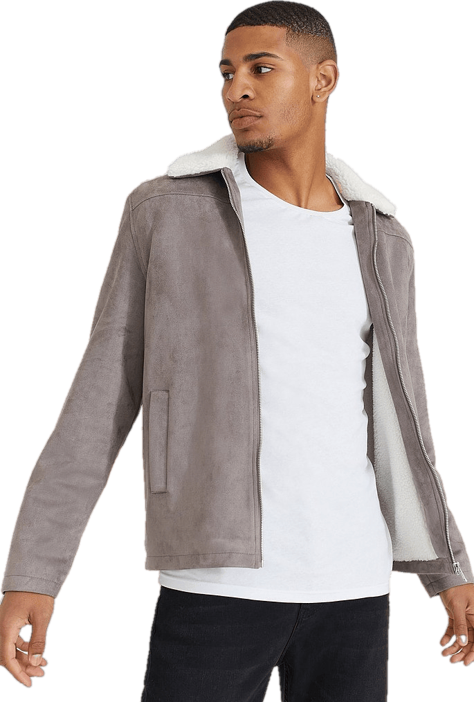Studio Total Studio Total Teddy Fake Suede Jacket Mid, Male, Kläder, jackor, jackor, Grå, XL