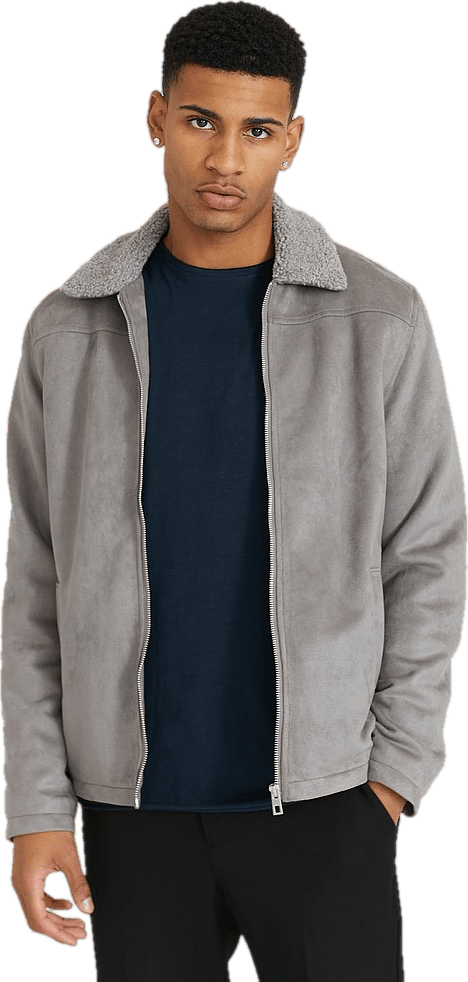 Teddy Fake Suede Jacket Grey - Bild 4