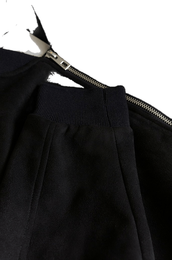 Fake Suede Bomber Black