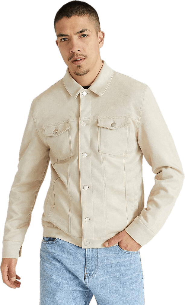 Fake Suede Trucker Jacket Light Sand