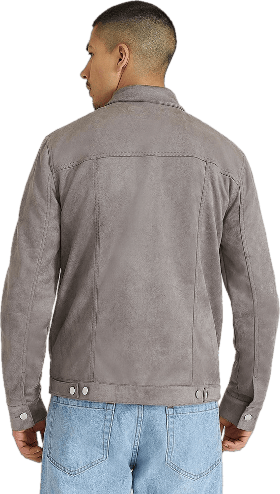 Fake Suede Trucker Jacket Grey