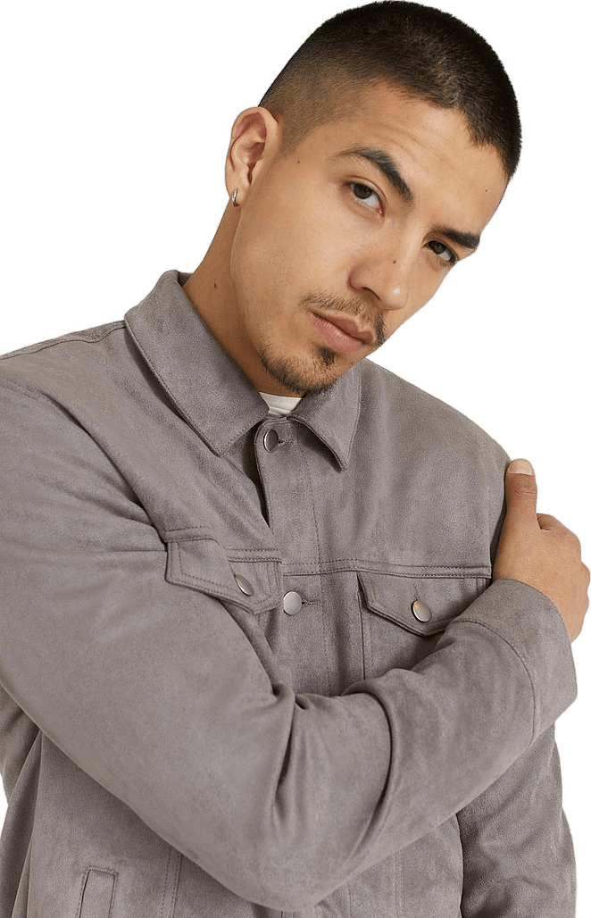 Fake Suede Trucker Jacket Grey - Bild 2