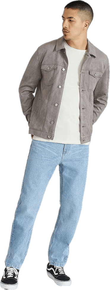 Fake Suede Trucker Jacket Grey - Bild 3