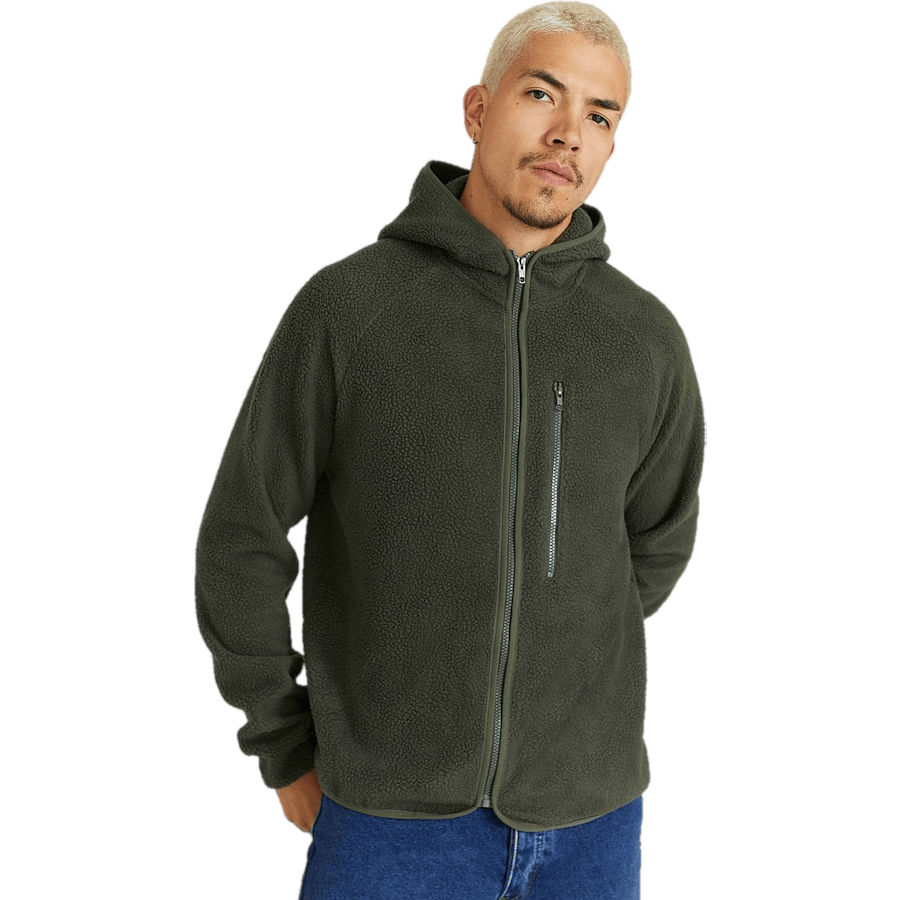 Soft Pile Zip Hood Green