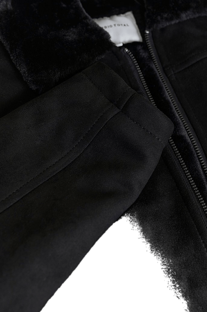 Teddy Fake Suede Jacket Black - Bild 4