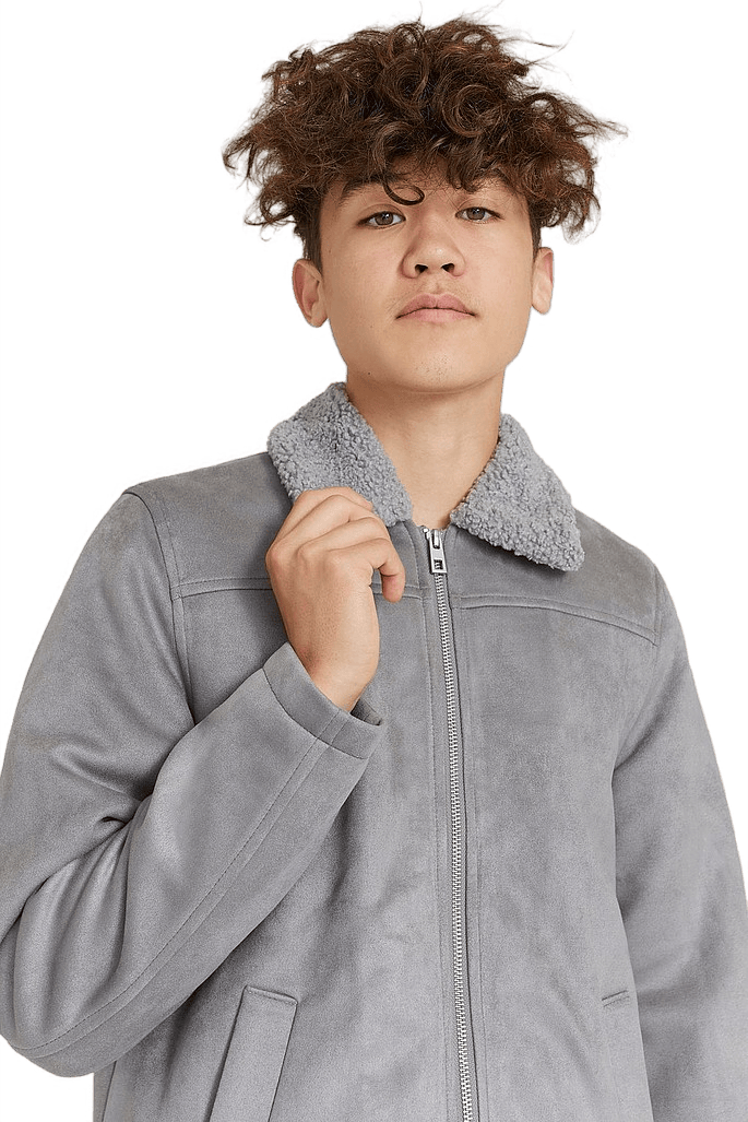 Teddy Fake Suede Jacket Grey