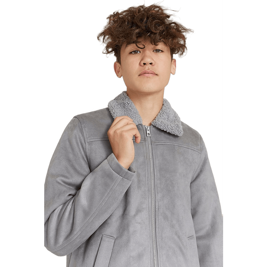 Teddy Fake Suede Jacket Grey