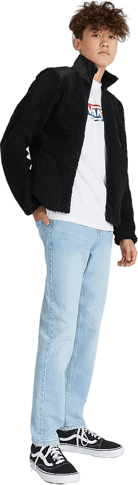 Contrast Pile Jacket Black