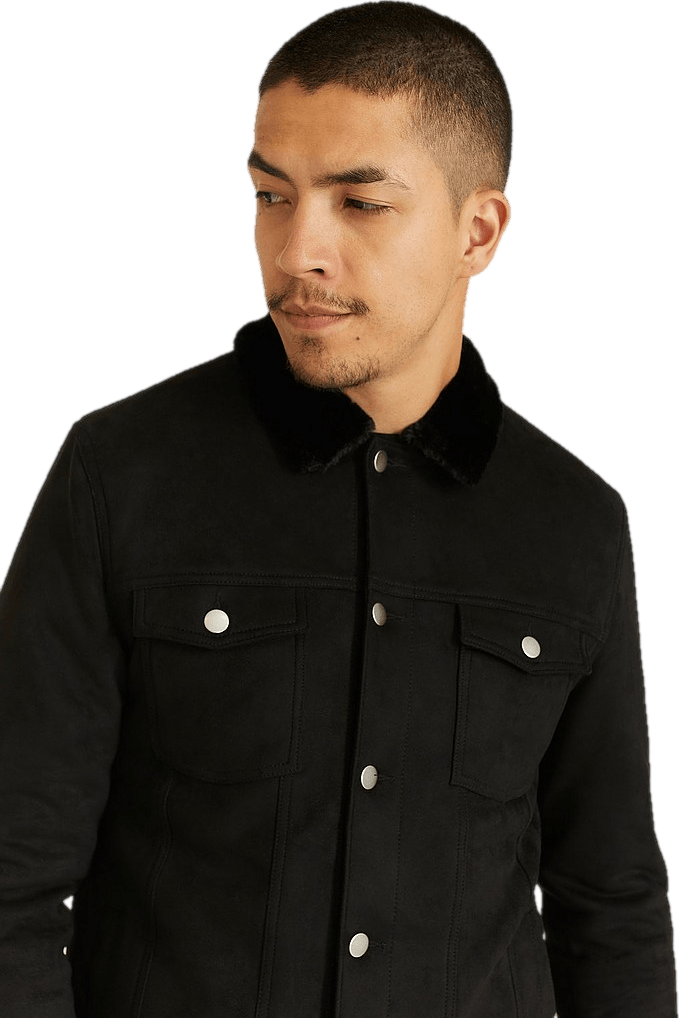 Studio Total Studio Total Trucker Jacket Fake Suede Fur, Male, Apparels, jackets, jackets, Black, S