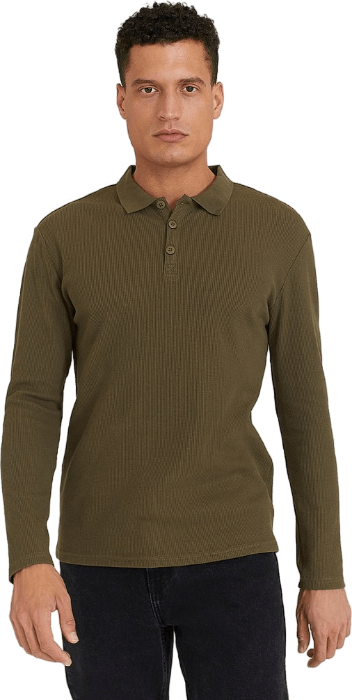 Waffle Polo Shirt Green, Male, Odevy, Tops, polokošele, Viacfarebná, L