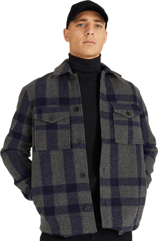 Studio Check Overshirt Grey/navy