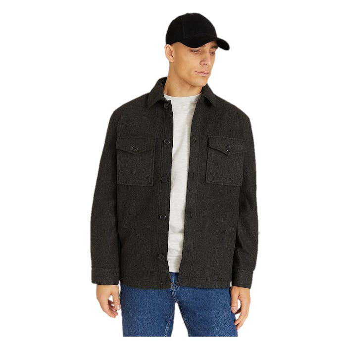 Studio Rugged Overshirt Dark Greymelange, Male, Klær, Skjorter, skjorter, Grå, S