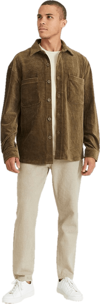 Relaxed Soft Cord Overshirt Khaki - Bild 5