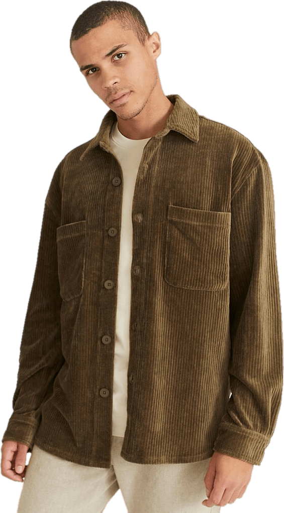 Relaxed Soft Cord Overshirt Khaki - Bild 6