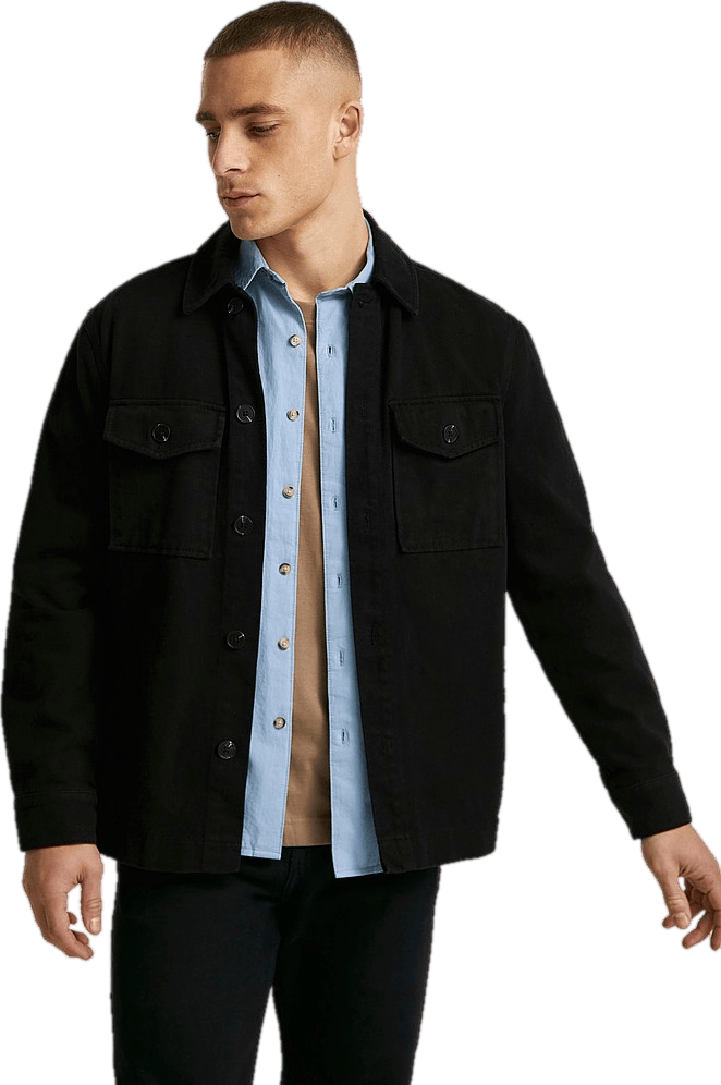 Relaxed Twill Overshirt Black