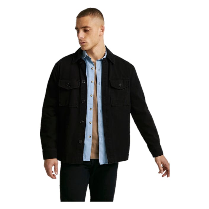 Relaxed Twill Overshirt Black, Male, Klær, Skjorter, skjorter, Svart, XL
