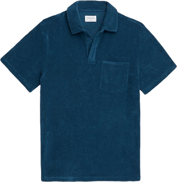 Terry Open Collar Retro Blue, Unisex, Odevy, Tops, polokošele, Modrá, 170