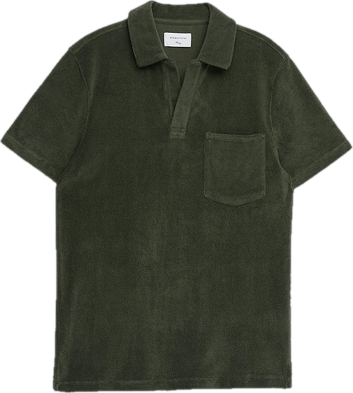 Terry Open Collar Dark Olive, Unisex, Odevy, Tops, polokošele, Zelená, 170