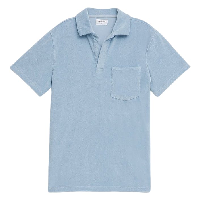 Terry Open Collar Sunbleached Blue, Unisex, Odevy, Tops, polokošele, Modrá, 158/164