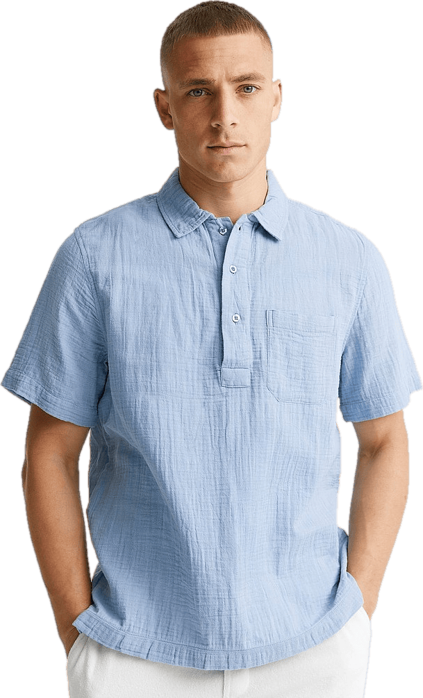 Soft Half Placket Shirt Lt Blue - Bild 4
