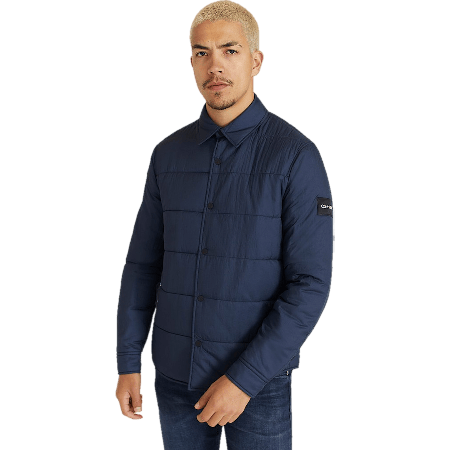 Crinkle Nylon Shirt Jacket Calvin Navy