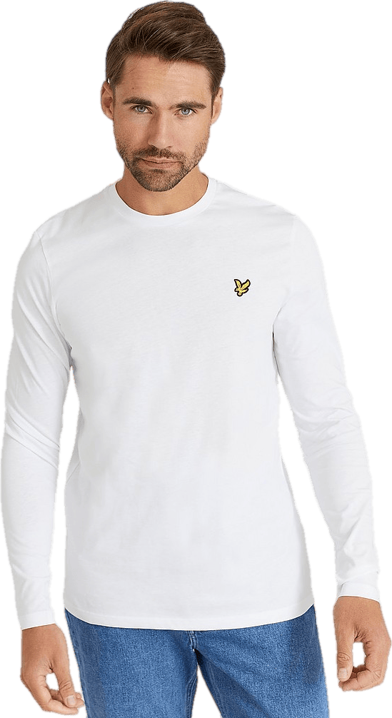 Plain L/s T-shirt, Male, Apparels, Tops, White, XXL