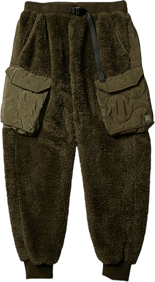 Pile Fleece Quilted Pants Olive