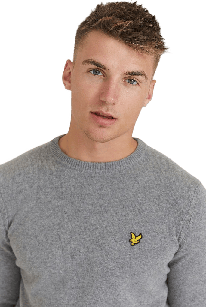 Crew Neck Lambswool Blend Jump, Male, Kläder, Tops, Grå, XL