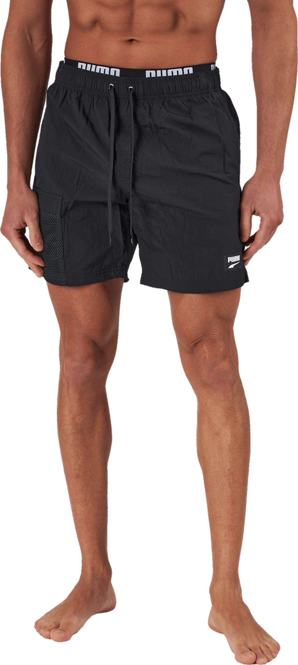 Swim Men Utility Mid Shorts 1p Black, Male, Odevy, Plavky, Čierna, XL