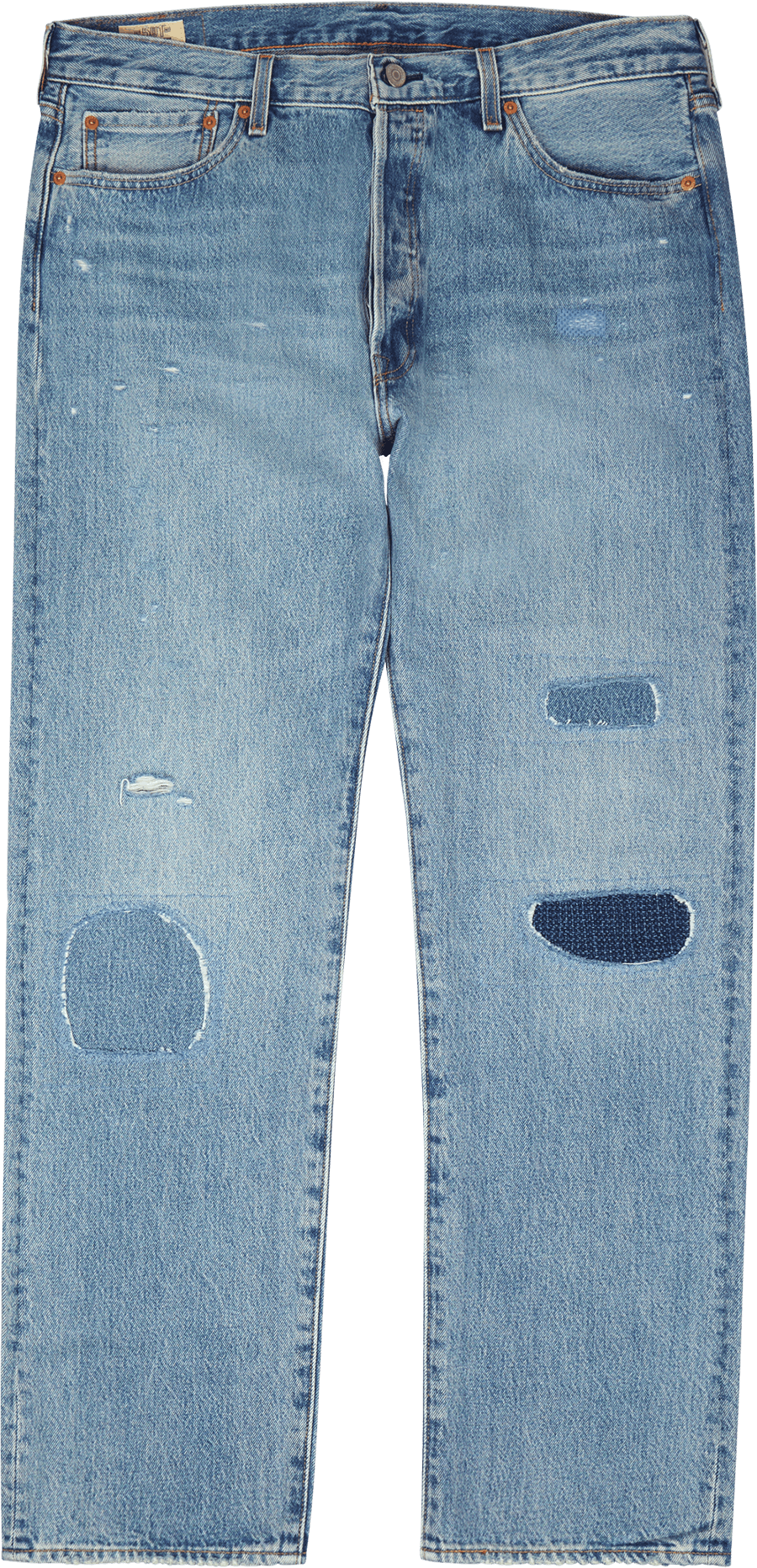 501 Levi's Original Z8102  Light Indigo Destructed, Male, Odzież, Bottoms, Niebieski, 33/34