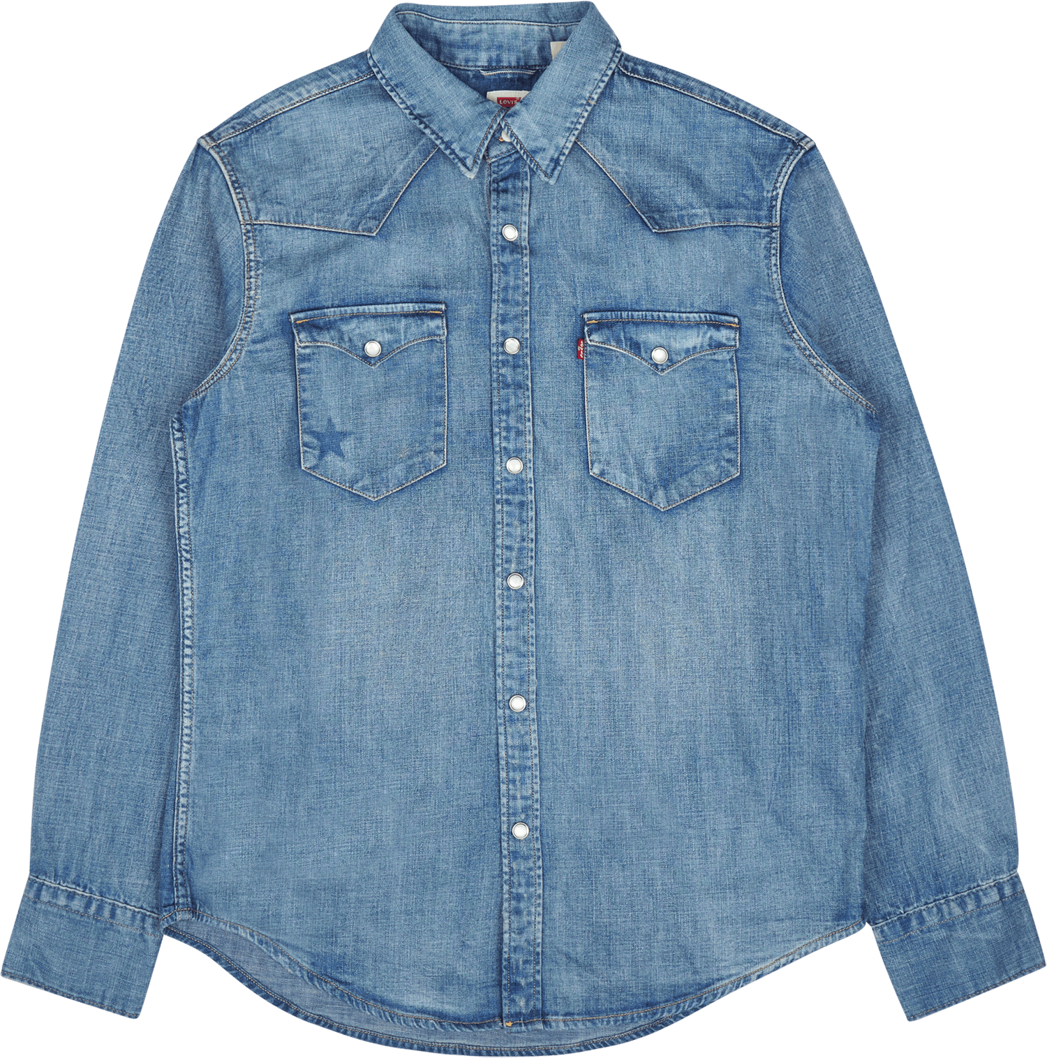 Barstow Western Standard Z9762   Indigo Worn In, Male, Odzież, Koszule, Niebieski, L