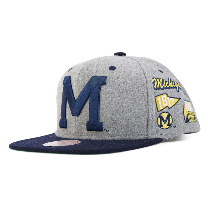 Michigan Melton Patch Snapback, Unisex, Apparels, Hats & Caps, Grey, ONESIZE