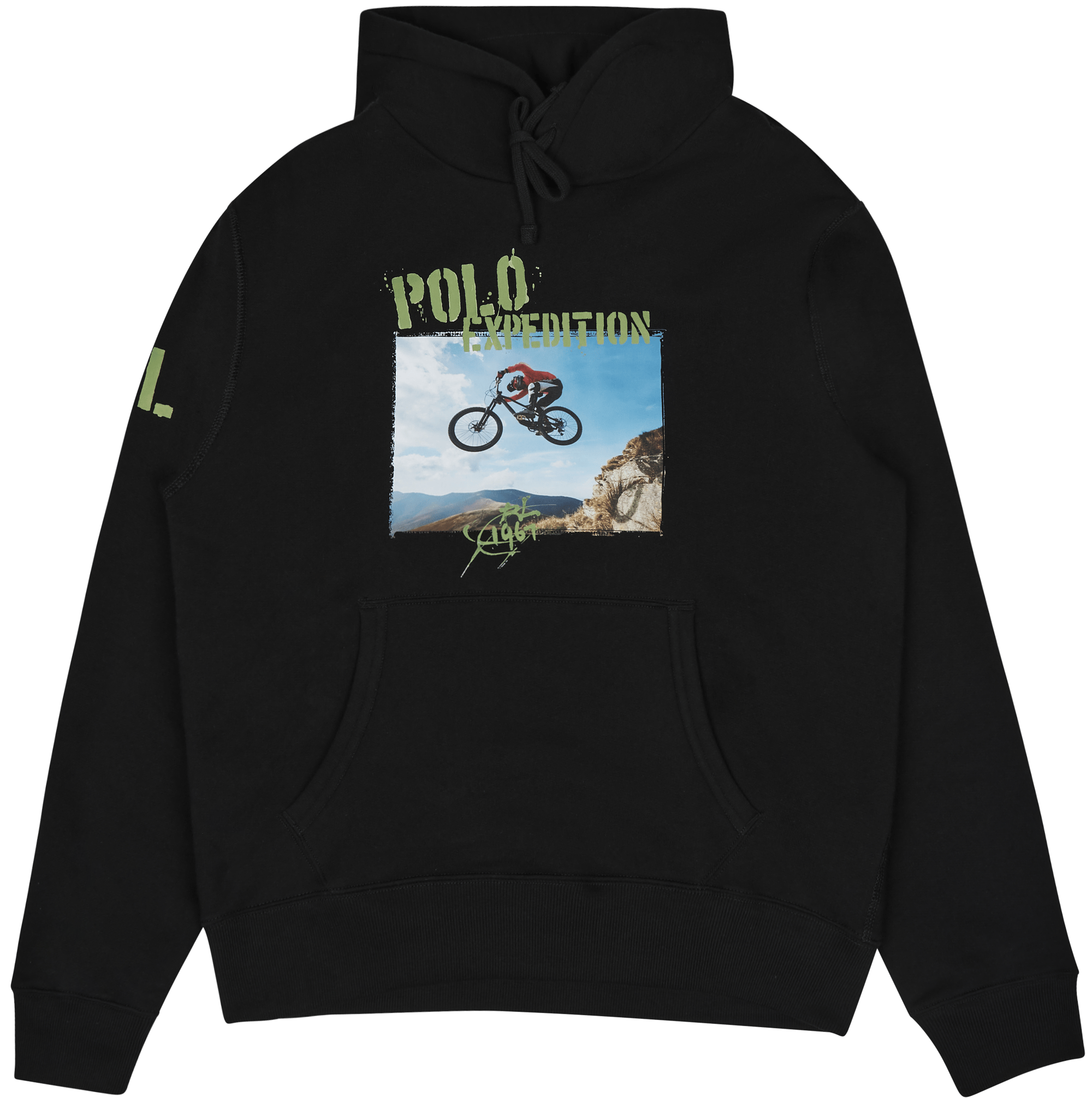 Fleece Graphic Hoodie Polo Black