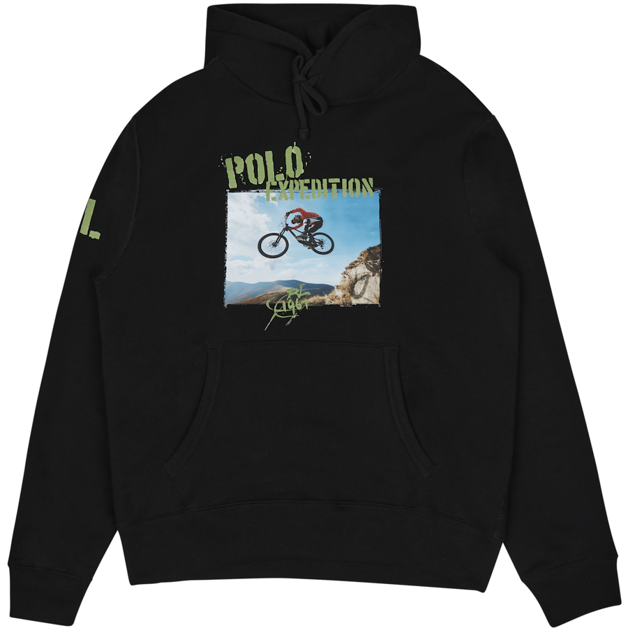 Fleece Graphic Hoodie Polo Black