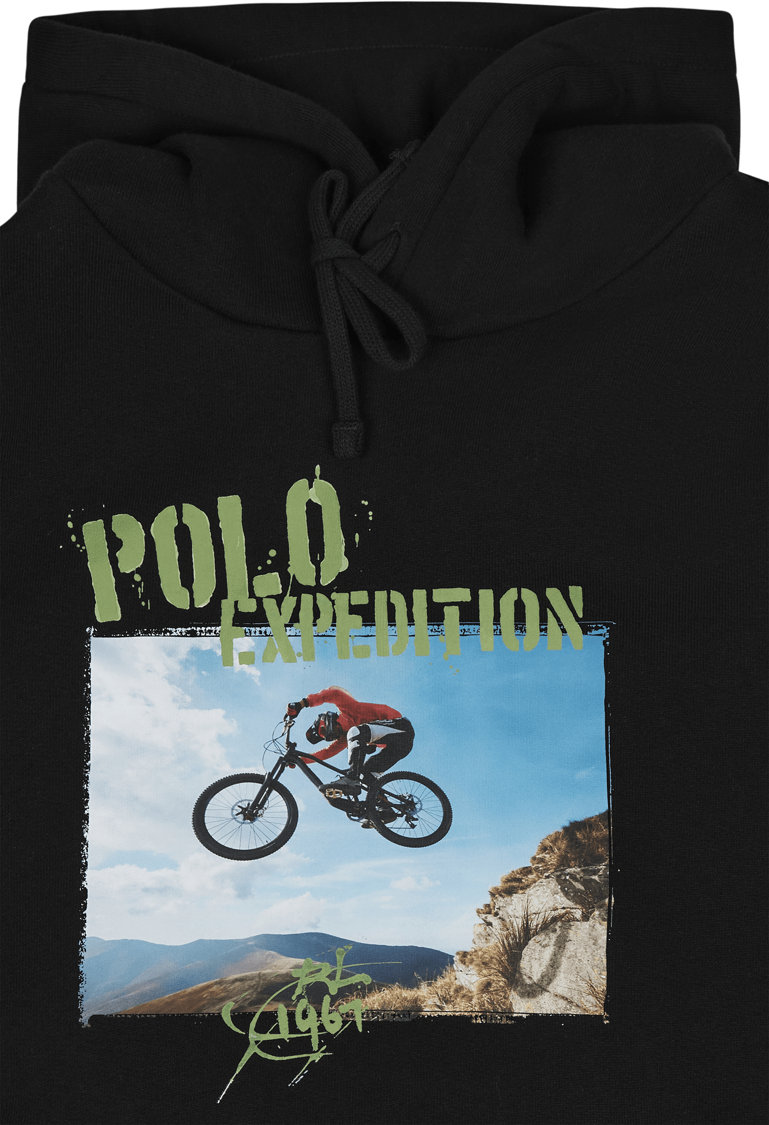 Fleece Graphic Hoodie Polo Black - Bild 3