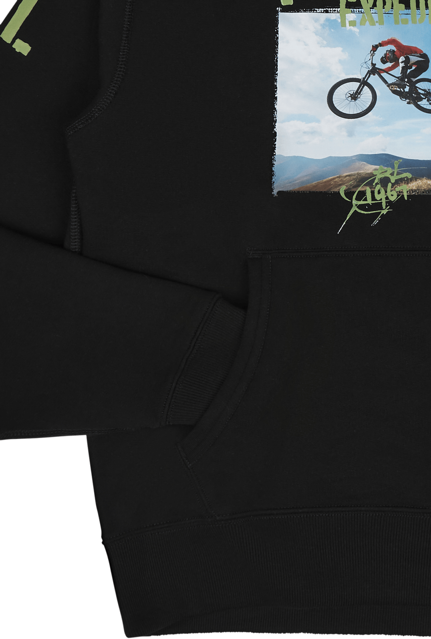 Fleece Graphic Hoodie Polo Black - Bild 4