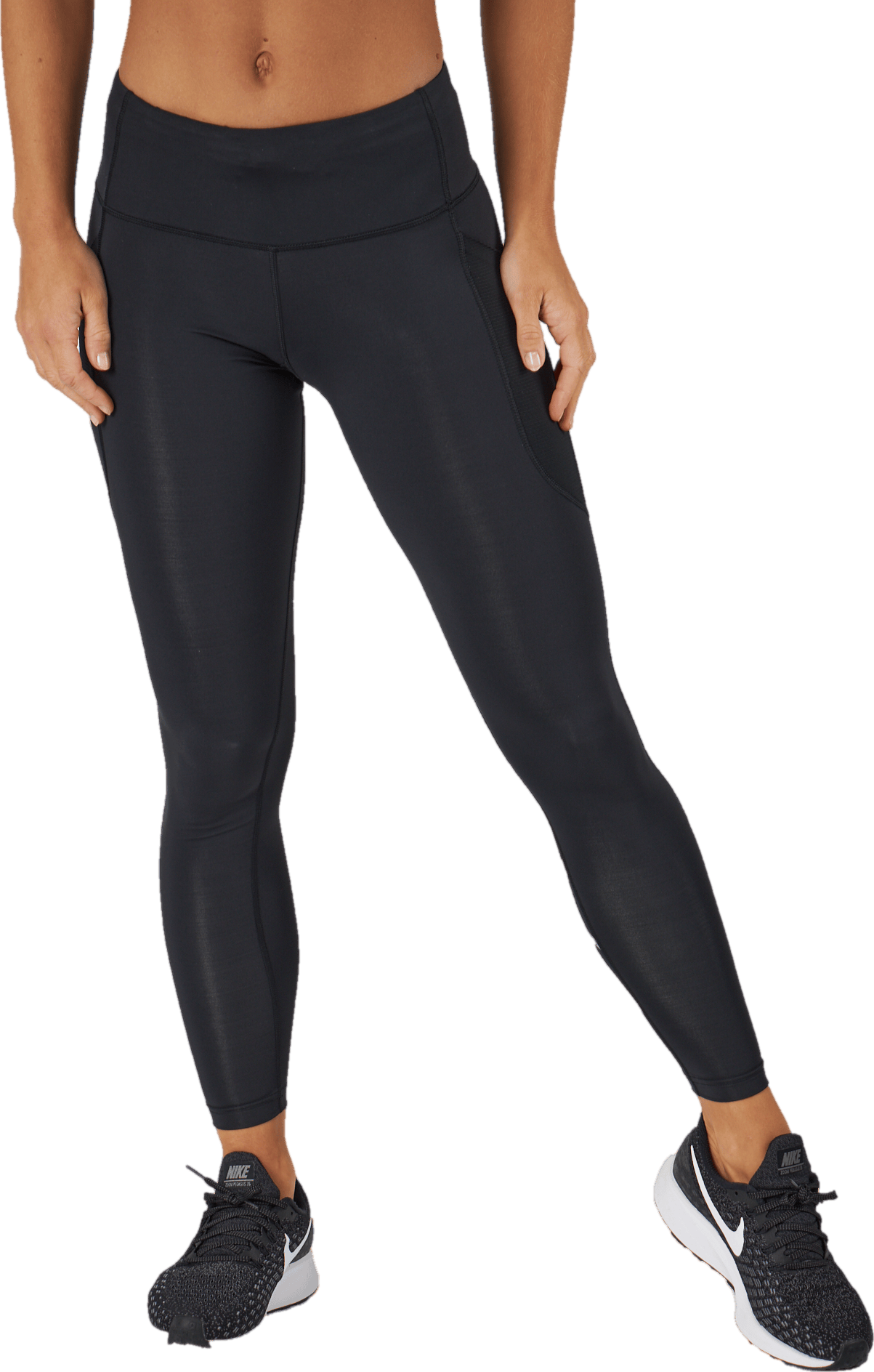 Aero Mid-rise Comp Tights Black/silver Reflective, Female, Apparels, Leggings, Running, Black, M