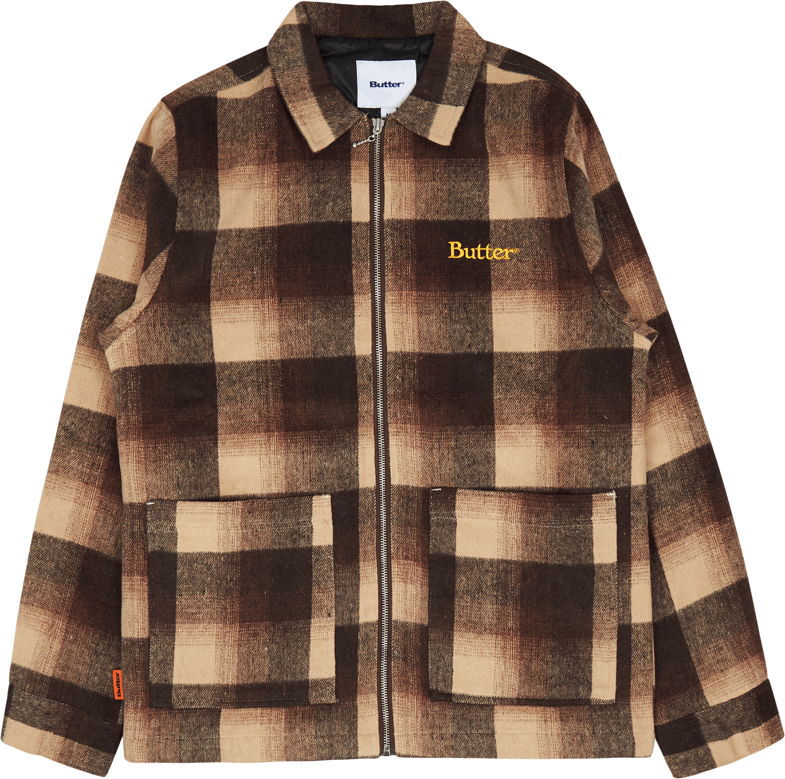 Plaid Zip Thru Overshirt Brown, Male, Odzież, Koszule, Brązowy, M