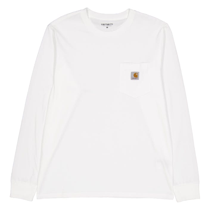 L/s Pocket T-shirt White, Unisex, Klær, Tops, Hvit, L
