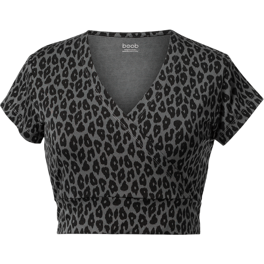 Leo Cropped Top Leo Print Grey/black
