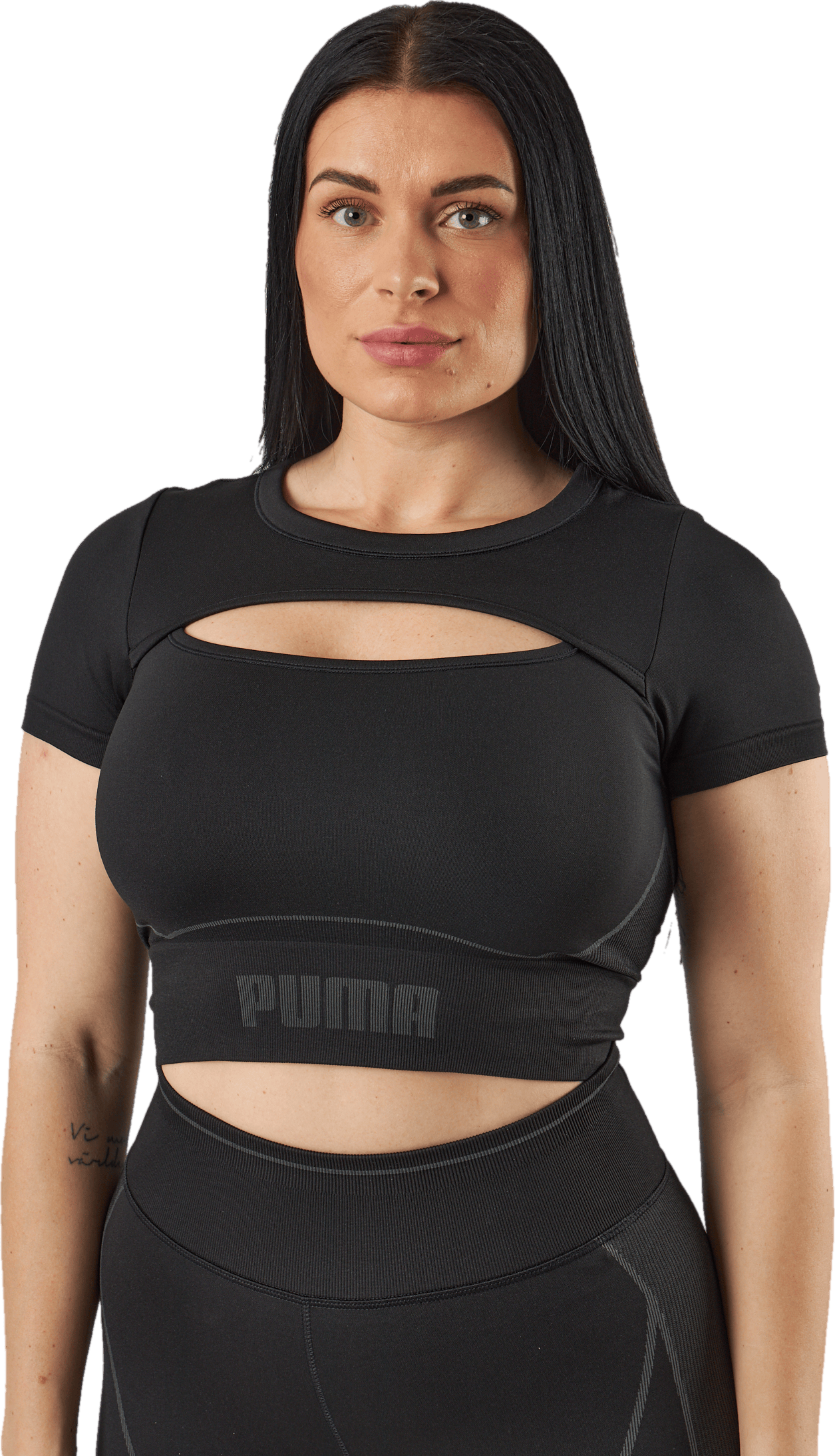 Formknit Seamless Baby Tee Puma Black-strong Gray, Female, Apparels, Tops, Workout, Black, L